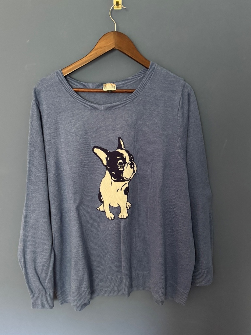 Talbots Crewneck Pullover - Frenchie dog Size 3X in EUC - Picture 2 of 7
